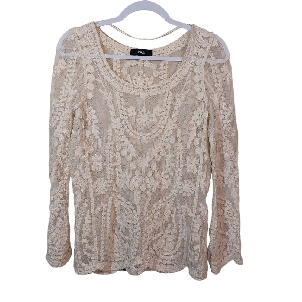 ANGL BOHO Long Sleeve Romantic Lace Top - S/M